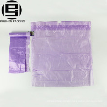 Recyclable hdpe purple color drawstring garbage bags in roll